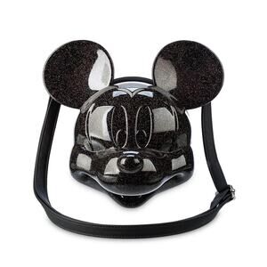 NWT Disney Parks Mickey Mouse Molded Loungefly Bag Black sparkle Glitter